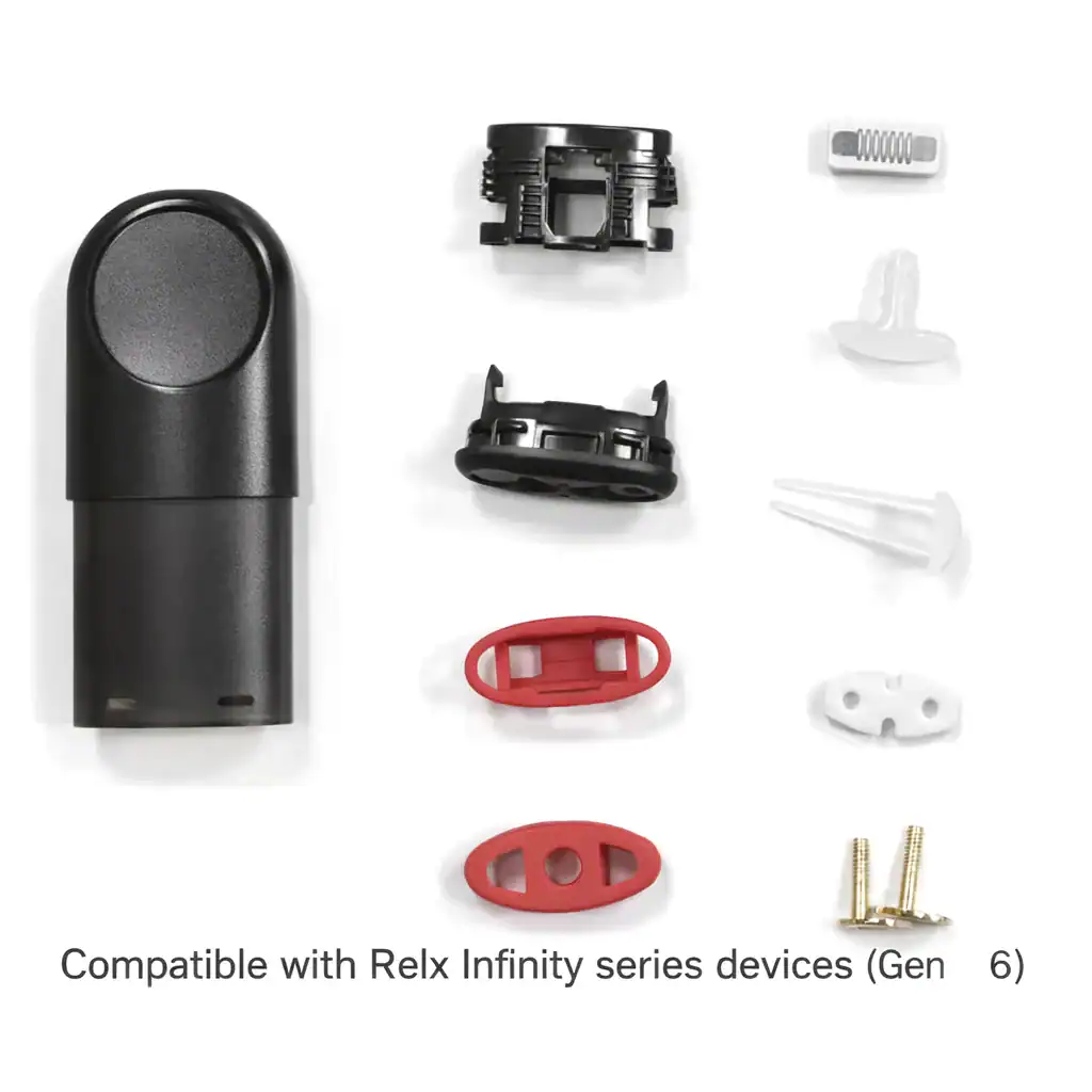 1.2ml empty duckbill cartridge with reinforced ceramic coil, compatible with RELX Infinity magnetic interface